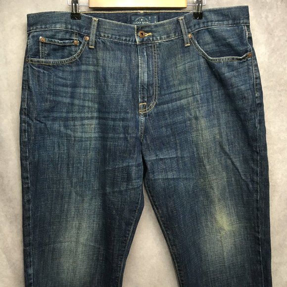 Lucky Brand Mens 221 Straight Fit Blue Jeans size 40x32 Cotton Denim Zipper Fly - Picture 5 of 10